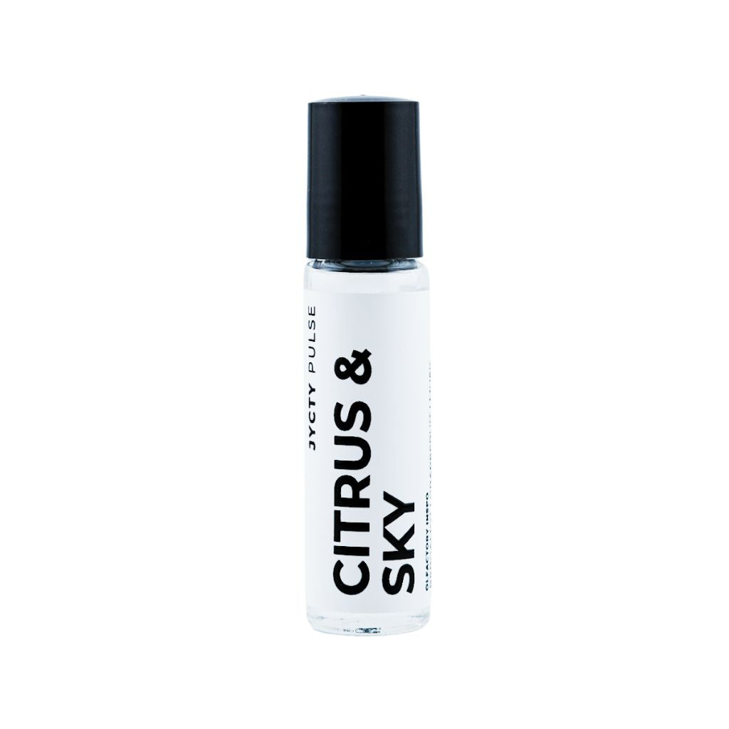Small bottle labeled 'Citrus & Sky' on a white background
