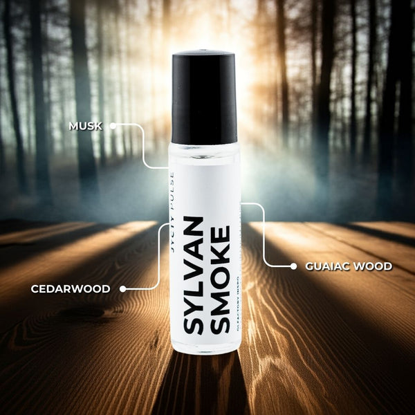 Sylvan Smoke perfume oil with cedar and musk fragrance notes